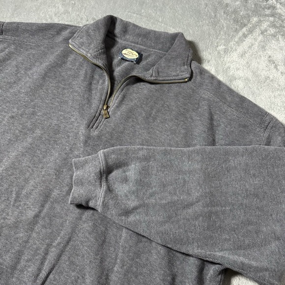 Tommy Bahama Mens Sweater M Pullover Ribbed Neck Cuff Quarter Zip Dark Gray - Picture 1 of 6